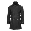 Men Gothic Car Coat With Stand Collar Black Gothic Trench Wool Coat Free Shipping